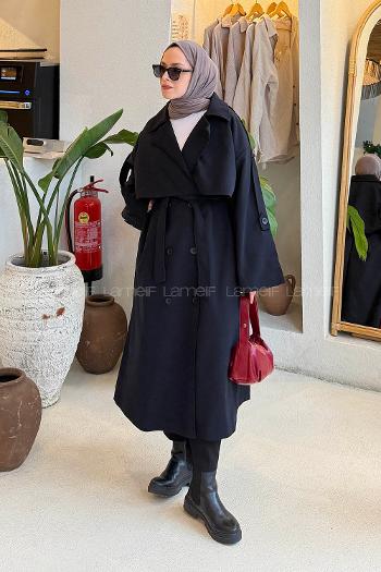 Navy Blue Long Arm Lycra Trench Coat