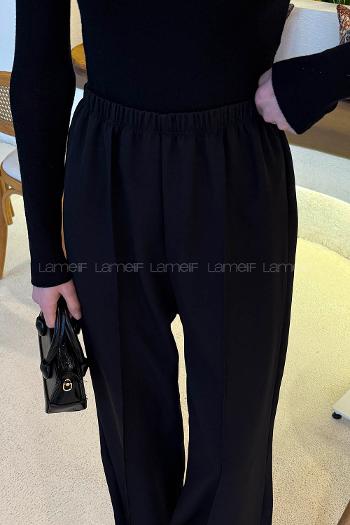 Lamelif Bel Lastikli Pantolon Siyah