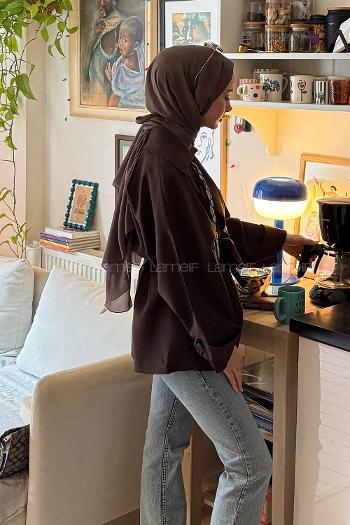 Lamelif Dökümlü Kemerli Trençkot Kahve