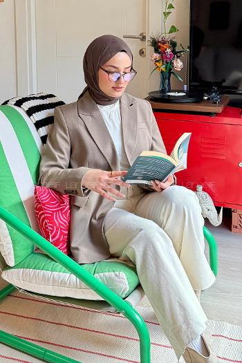 Lamelif Sırt Yırtmaç Detaylı Pensli Ceket Toprak Rengi