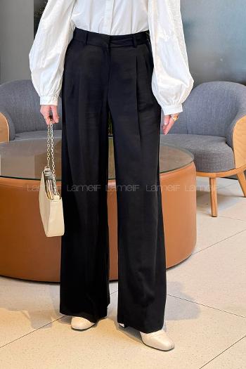Lamelif Geniş Paça Palazzo Pantolon Siyah
