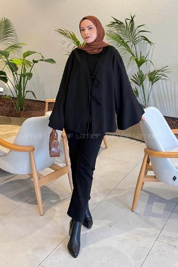 Black V Neck Long Arm Polyester Shirt