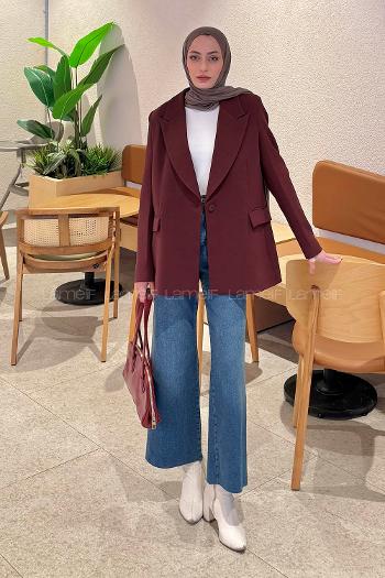 Claret Red Jacket Collar Long Arm Lycra Jacket