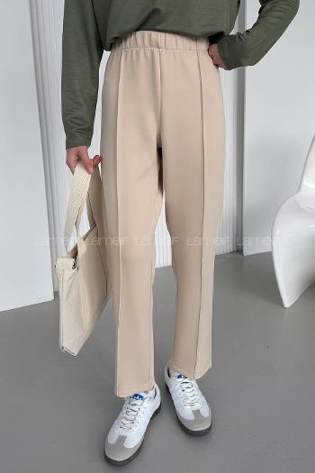 Beige Regular Trousers High Waist Regular Cut Bottom Tracksuit