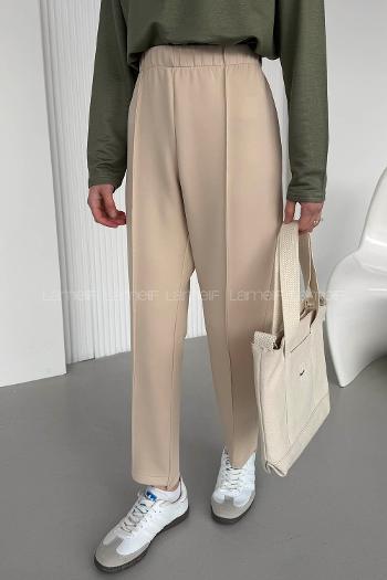 Beige Regular Trousers High Waist Regular Cut Bottom Tracksuit