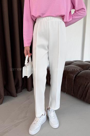 White Regular Trousers High Waist Regular Cut Bottom Tracksuit