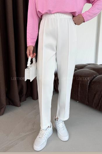 White Regular Trousers High Waist Regular Cut Bottom Tracksuit