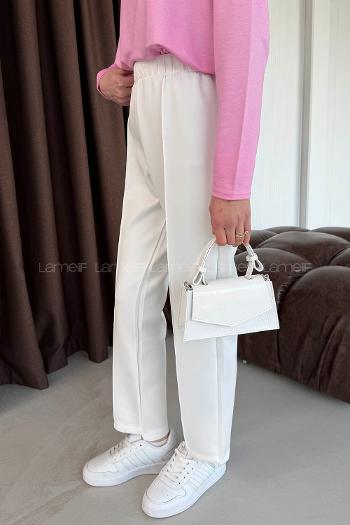 White Regular Trousers High Waist Regular Cut Bottom Tracksuit