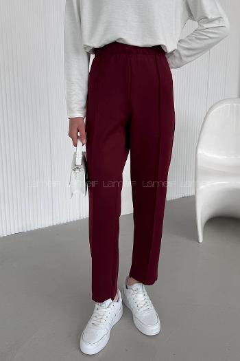 Claret Red Regular Trousers High Waist Regular Cut Bottom Tracksuit