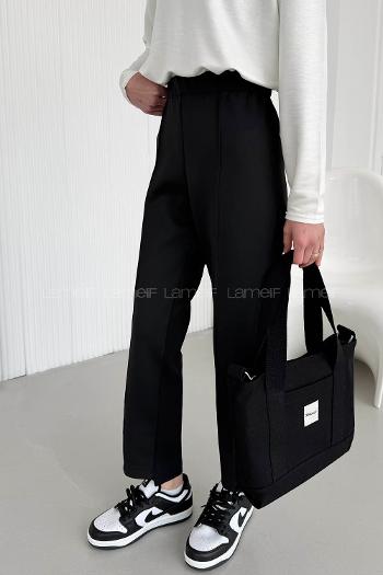 Black Regular Trousers High Waist Regular Cut Bottom Tracksuit