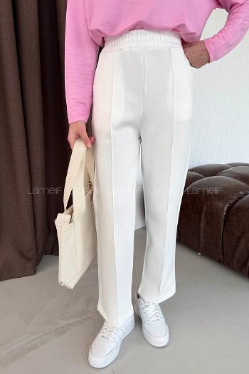 White Regular Trousers High Waist Regular Cut Bottom Tracksuit