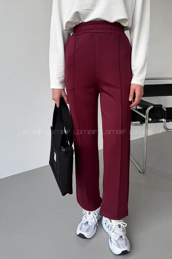 Claret Red Regular Trousers High Waist Regular Cut Bottom Tracksuit