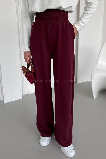 Claret Red Regular Trousers High Waist Regular Cut Bottom Tracksuit