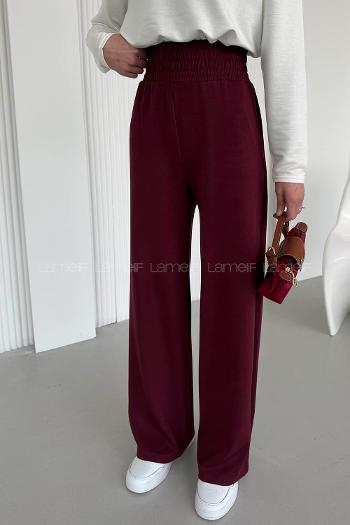 Claret Red Regular Trousers High Waist Regular Cut Bottom Tracksuit