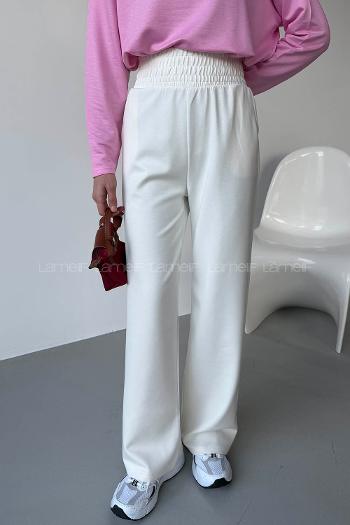 Ecru Regular Trousers High Waist Regular Cut Bottom Tracksuit