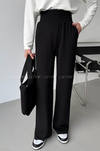 Black Regular Trousers High Waist Regular Cut Bottom Tracksuit