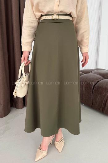 Lamelif Scuba Çan Etek Haki