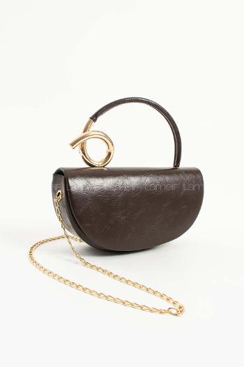 Lamelif  Aura Gold Detaylı El ve Omuz Çantası - Acı Kahve