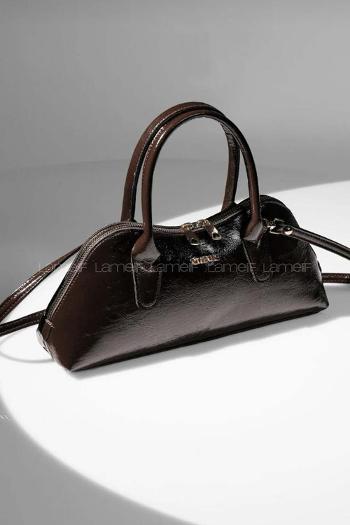 Lamelif Gold Detaylı Kadın El Ve Omuz Çantası Acı Kahve