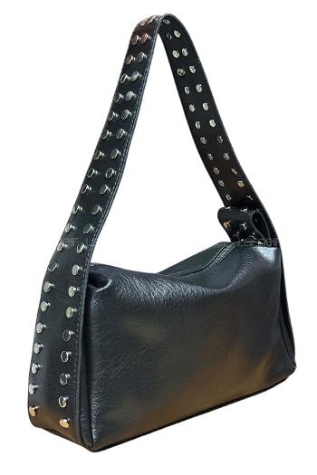 Lamelif Gümüş Nokta Detaylı Kadın Yumuşak Deri Kadın Çanta Siyah