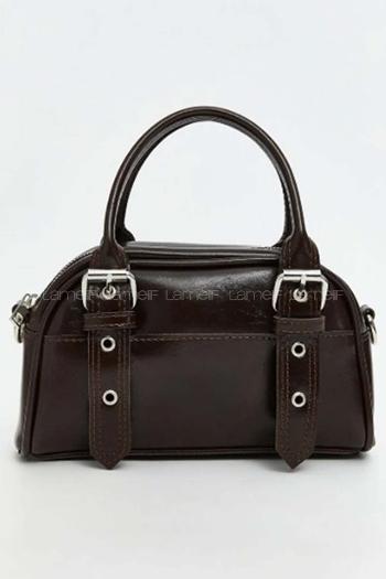 Lamelif Montanna Gümüş Detaylı Kadın El Ve Omuz Çantası Acı Kahve
