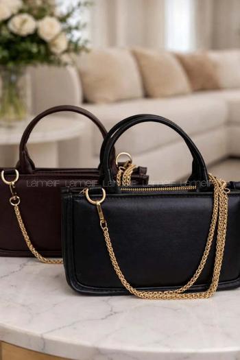 Lamelif Verona Gold Zincir Askılı Kadın Omuz Çantası Acı Kahve