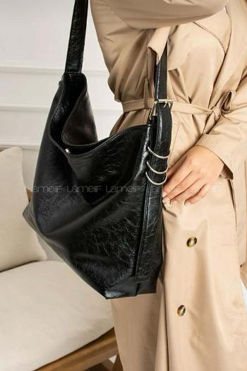 Black Buckle Skin Hand Bag Bag