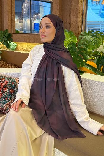 Lamelif Batik Desen Soft Şal Acı Kahve