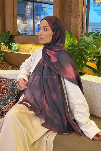 Lamelif Batik Desen Soft Şal Koyu Bordo