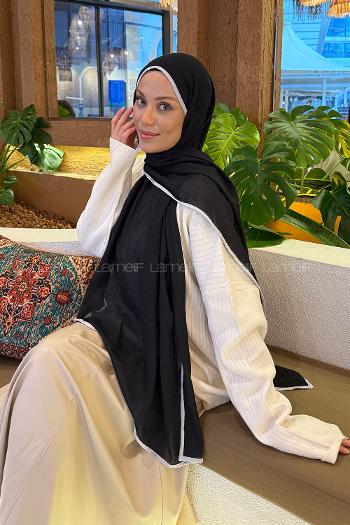 Black Bone Cotton Fabric Straight Shawl