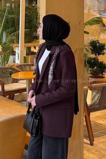 Plum Jacket Collar Long Arm Lycra Jacket