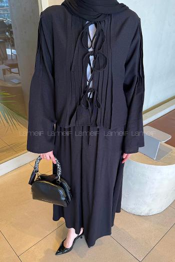 Black Crew Neck Long Arm Linen Flared Skirt Suit