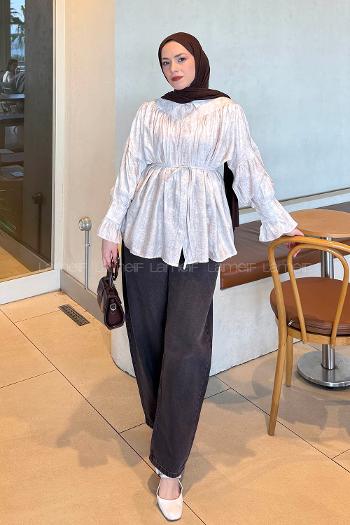 Stone Shirt Collar Long Arm Viscose Fabric Shirt