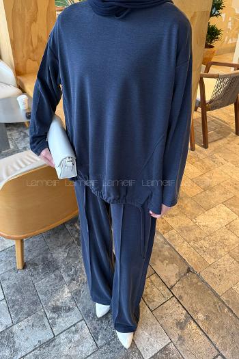 Lamelif Bağcıklı İkili Takım Lacivert