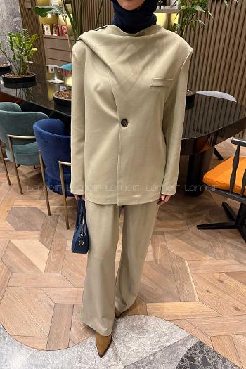 Stone Crew Neck Long Arm Atlas Regular Trousers Material Suit