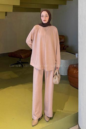 Lamelif Fermuarlı Oysho Takım Karamel