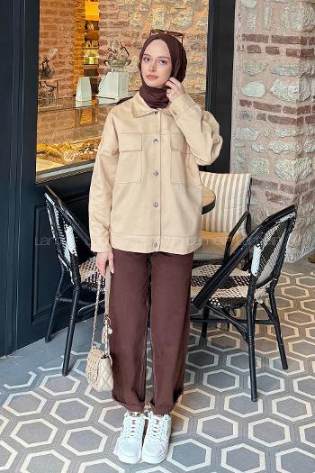 Lamelif Kapak Cepli Gömlek Taş Rengi