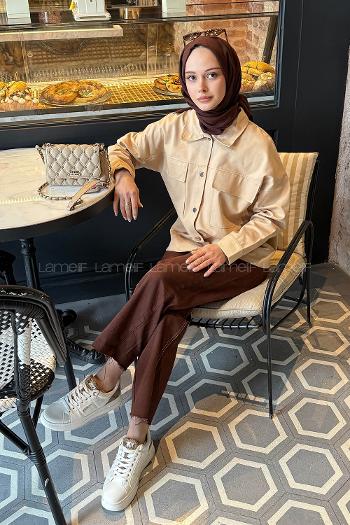 Lamelif Kapak Cepli Gömlek Taş Rengi