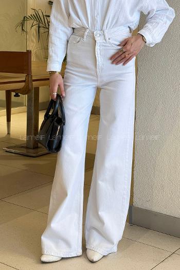 White Denim High Waist Denim Pants