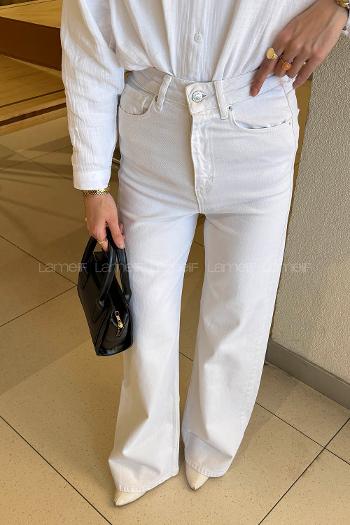 White Denim High Waist Denim Pants