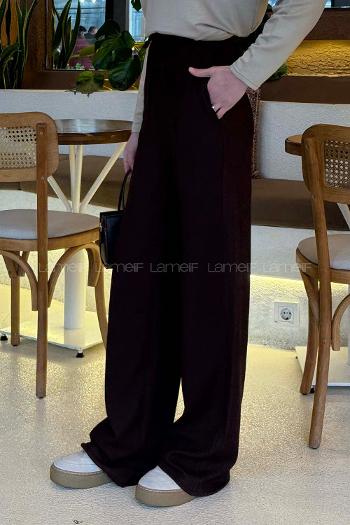 Bitter Brown Cotton Fabric High Waist Comfortable Pants