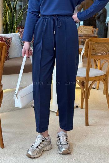 Navy Blue Regular Trousers High Waist Regular Cut Bottom Tracksuit