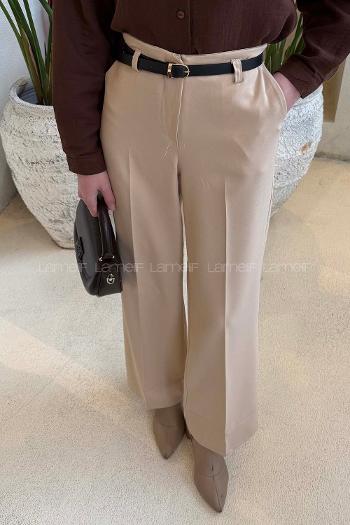 Stone Crepe Fabric High Waist Material Pants