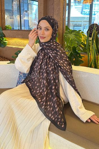 Lamelif Ceylan Desen Soft Şal Acı Kahve