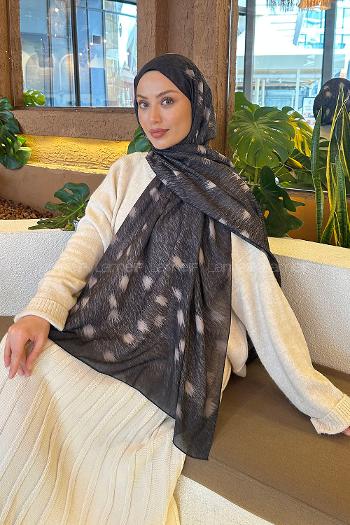 Lamelif Ceylan Desen Soft Şal Antrasit