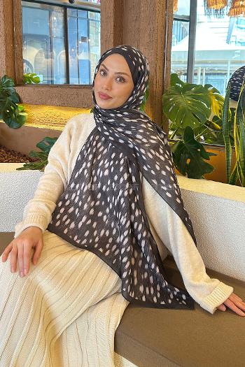 Lamelif Ceylan Desen Soft Şal Antrasit