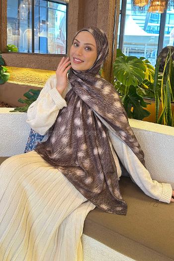 Lamelif Ceylan Desen Soft Şal Asker Yeşili