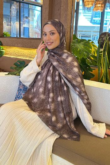 Lamelif Ceylan Desen Soft Şal Asker Yeşili