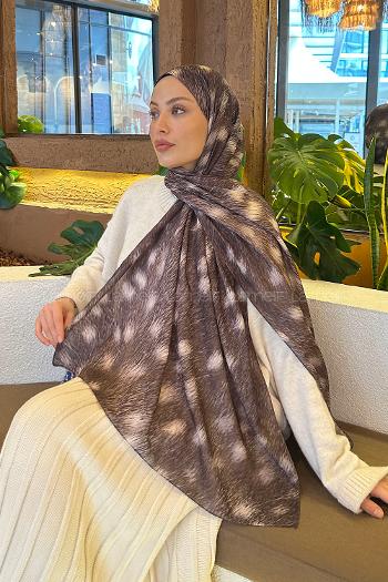 Lamelif Ceylan Desen Soft Şal Asker Yeşili