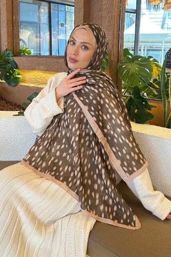 Lamelif Ceylan Desen Soft Şal Camel